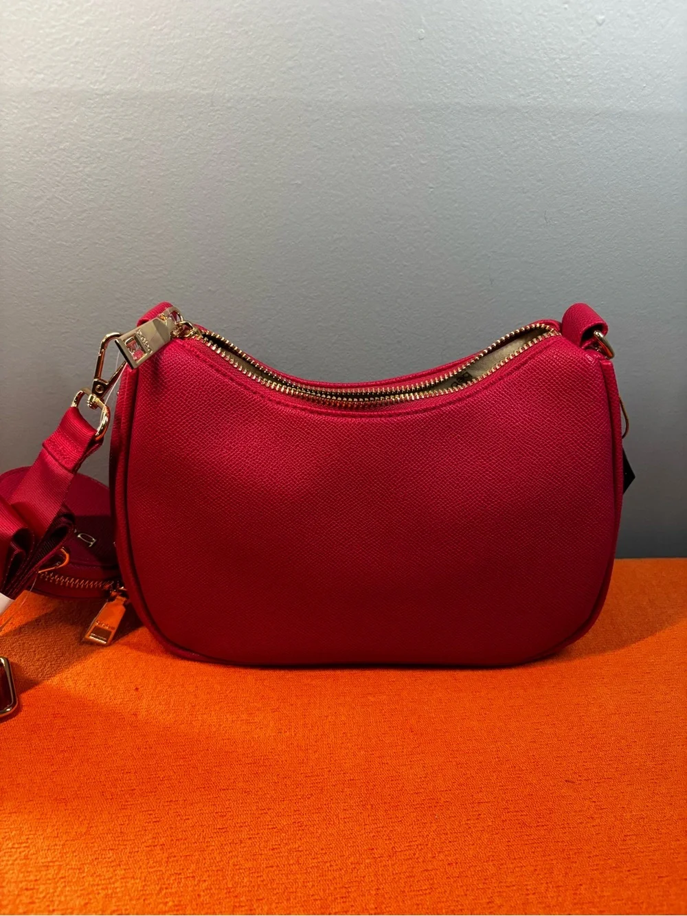 bebe Pink Studded Shoulder Bag with Coin Pouch